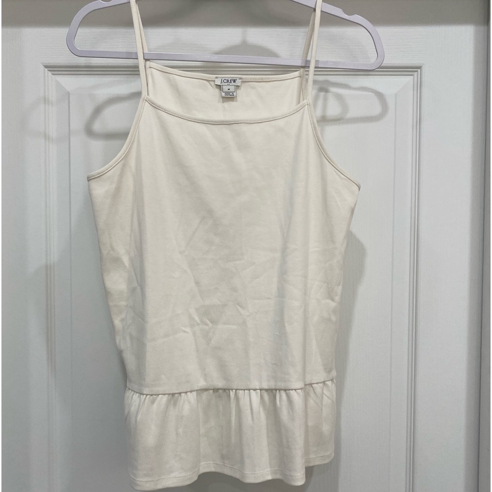 JCrew cream Tank top with bottom ruffle detail!